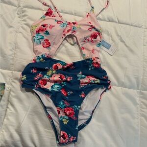 CUPSHE Floral Cut Out One Piece, sz XL